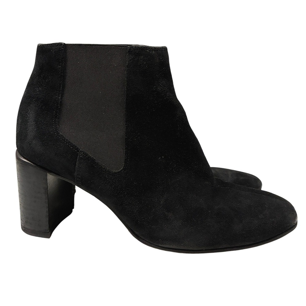 rag & bone Chelsea Ankle Boots Womens 7 Black Suede Block Heel Casual Minimal